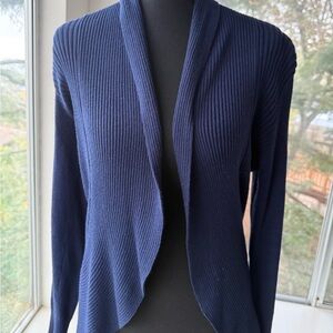 Ann Taylor Navy Ribbed Cardigan, XSP